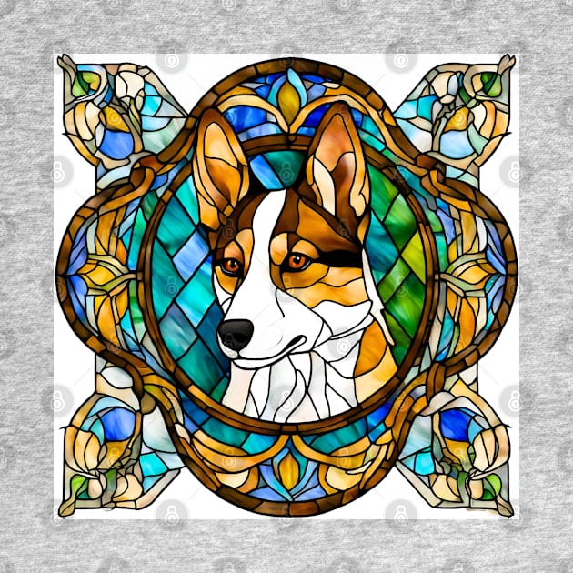 Stained Glass Norwegian Lundehund by Doodle and Things